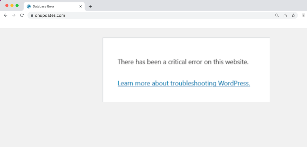 wordpress there has been a critical error on this website
